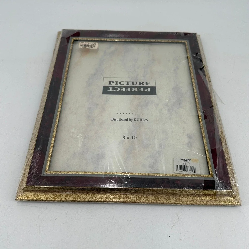 Fetco Picture Perfect 8x10 Photo Frame Burgundy Marble Gold Textured KS6080